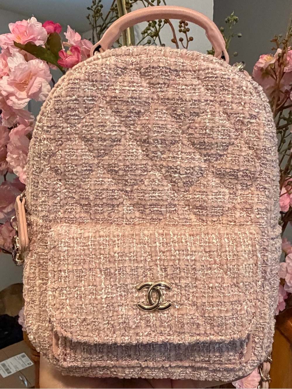 RARE DESIGNER VIP PINK TWEED BACKPACK